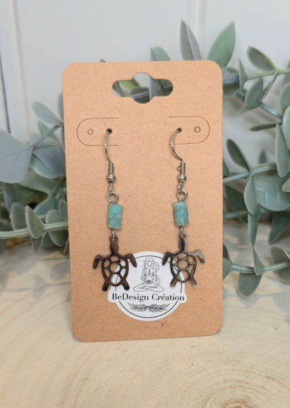 Boucles d’oreilles Tortue de mer Amazonite