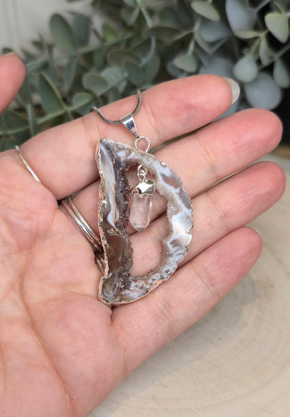Collier Agate et Quartz clair