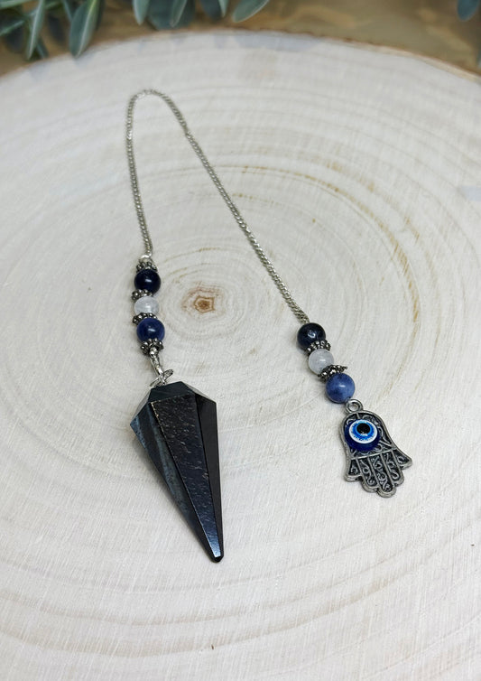 Pendule en Oeil de tigre bleu (Faucon)