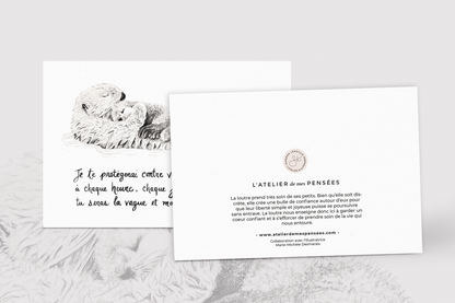 Carte de souhaits - La maman loutre et son bébé & Je te protègerai