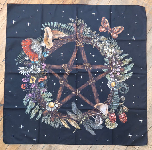 Nappe d’autel couronne florales Pentacle