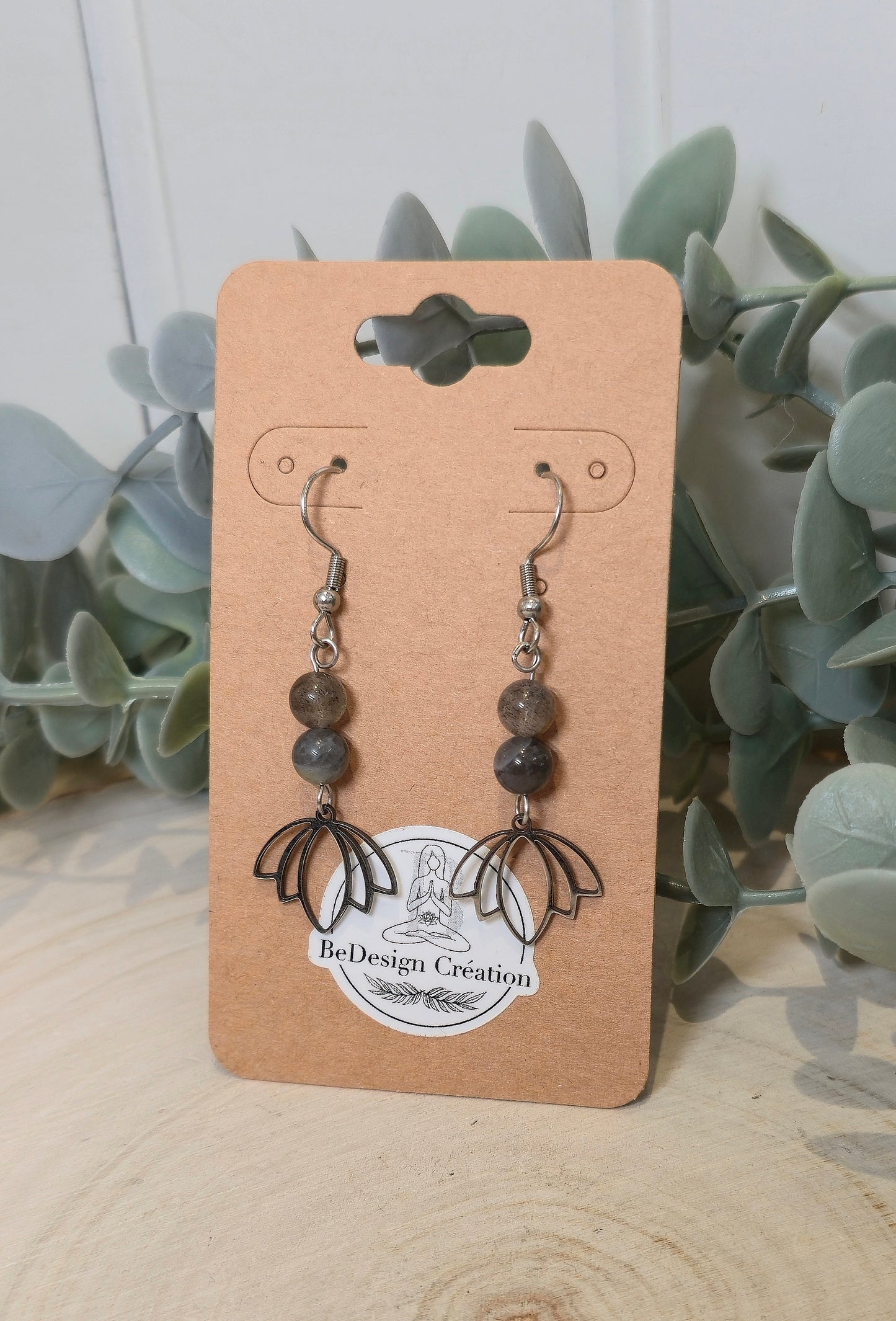 Boucles d’oreilles Lotus Labradorite