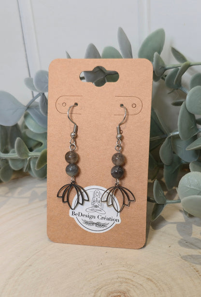 Boucles d’oreilles Lotus Labradorite