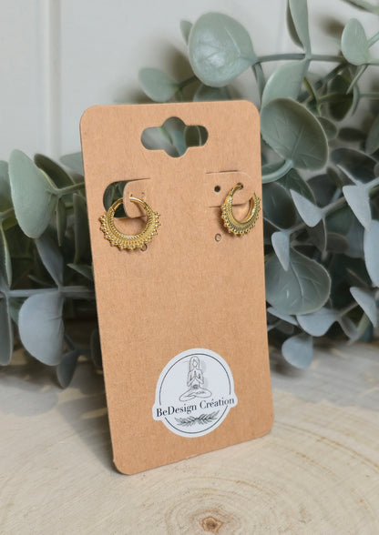 Boucles d’oreilles anneau Demi-Mandala vintage gold 8mm