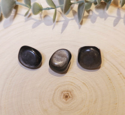 Obsidienne argentée barattée