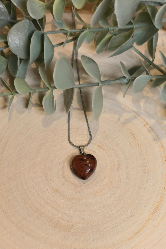 Collier en mini coeur en Obsidienne Acajou
