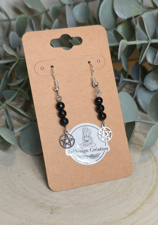 Boucles d’oreilles Pentacle avec Shungite