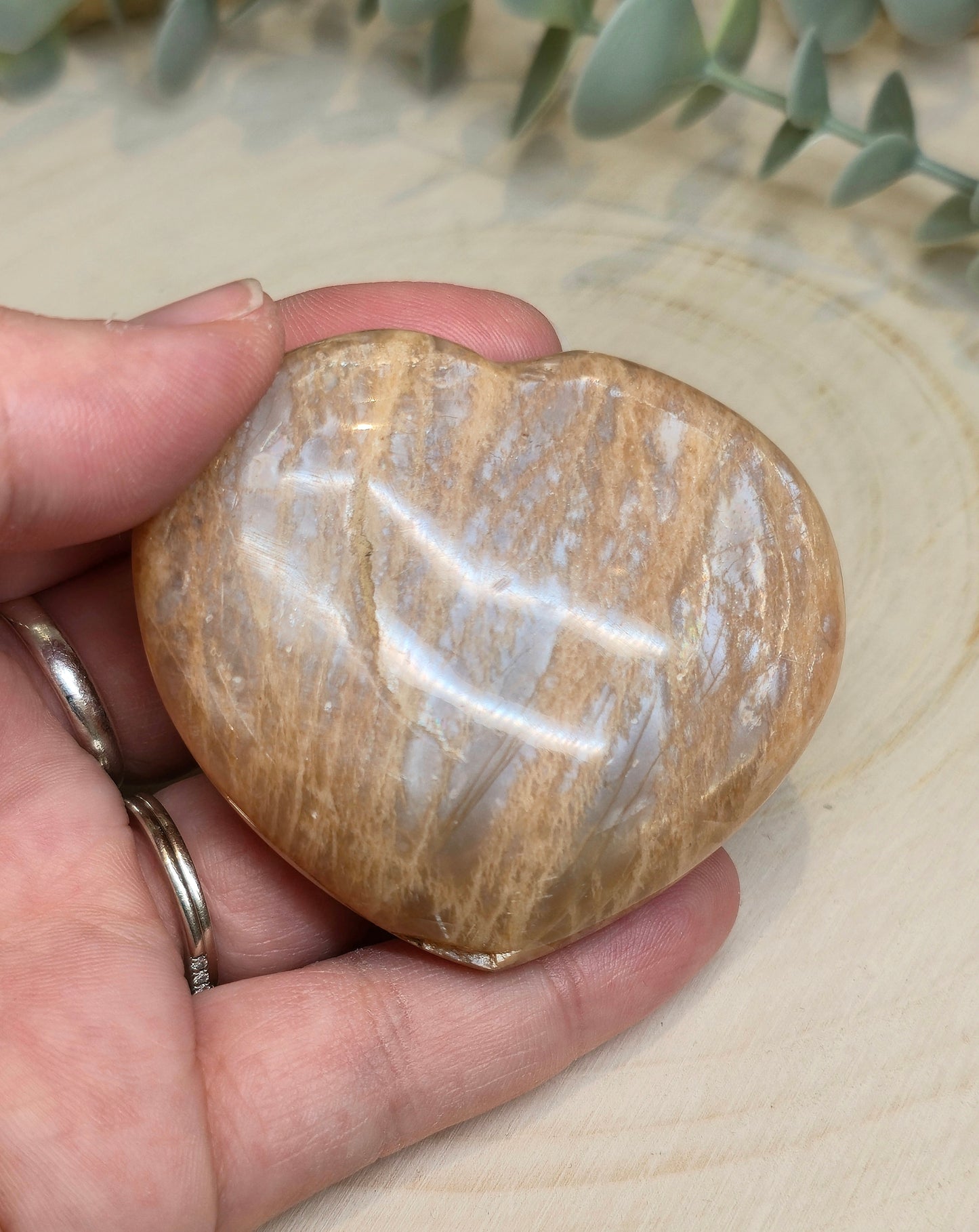 Coeur en Pierre de lune pêche