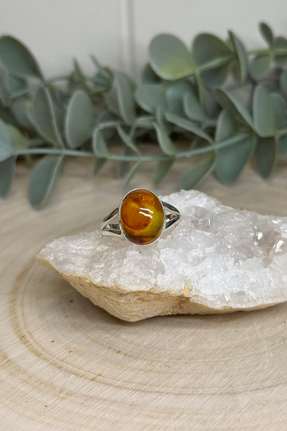 Bague ovale Ambre Baltique