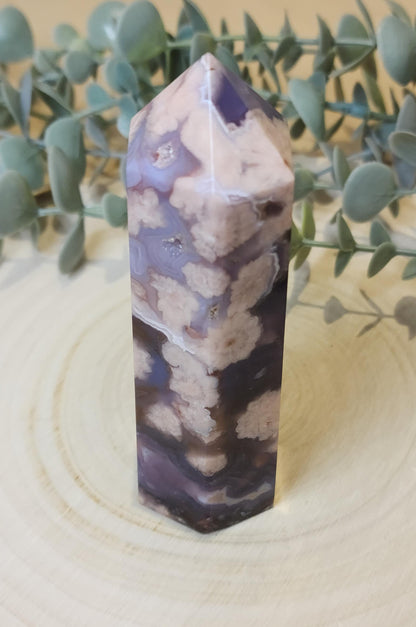 Pointe en Agate fleur bleue