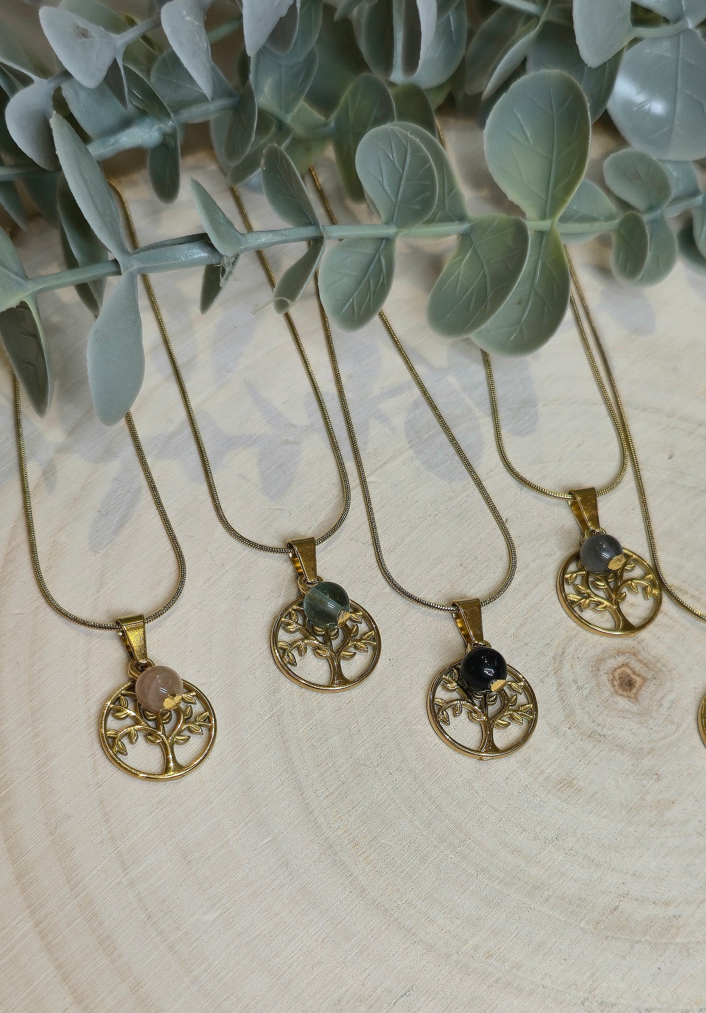 Collier Arbre de vie et pierre gold