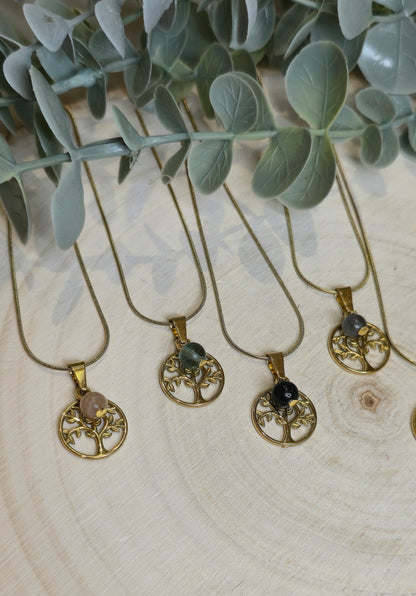 Collier Arbre de vie et pierre gold