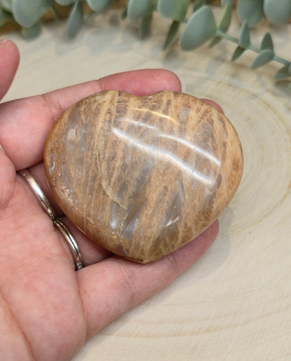 Coeur en Pierre de lune pêche