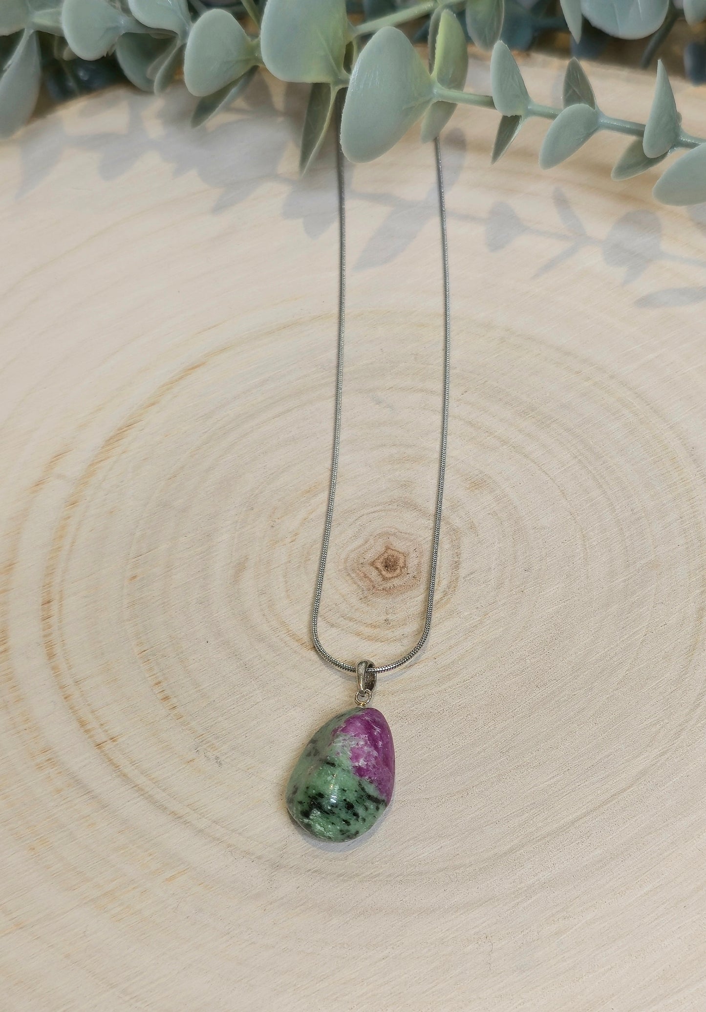 Collier Rubis zoïsite barattée