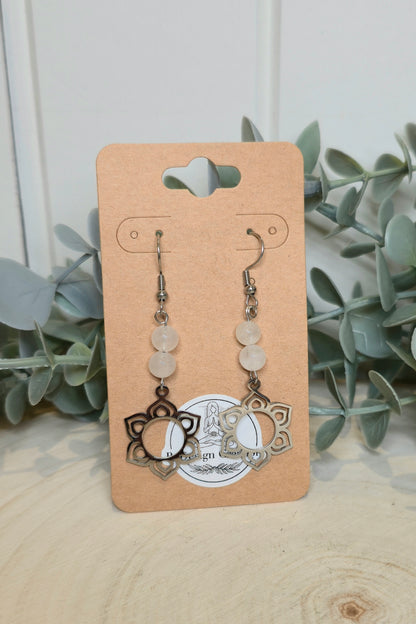 Boucles d’oreilles Fleur Quartz clair