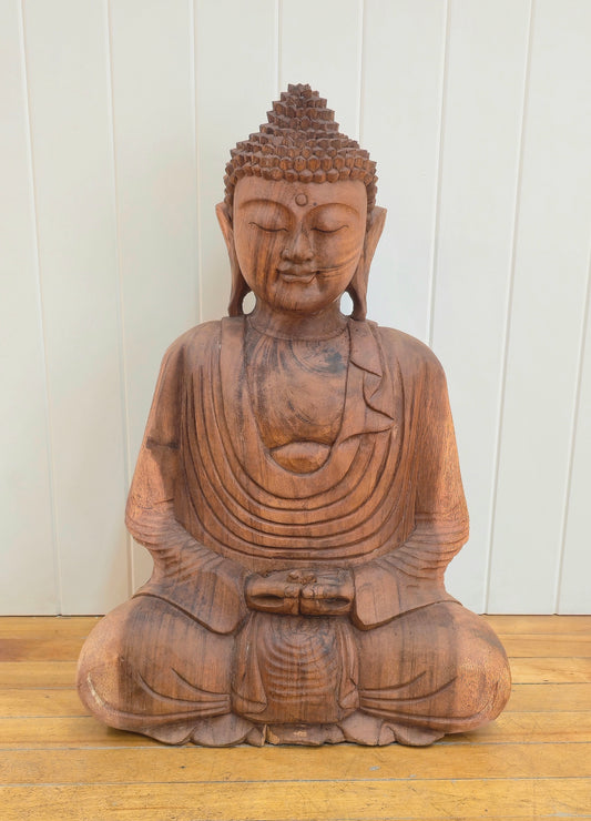 Bouddha méditation en bois
