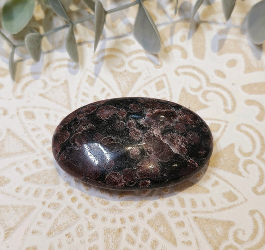 Pierre de paume en Grenat dans Astrophyllite