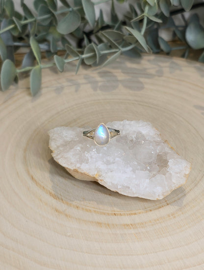 Bague Pierre de lune Arc-en-ciel