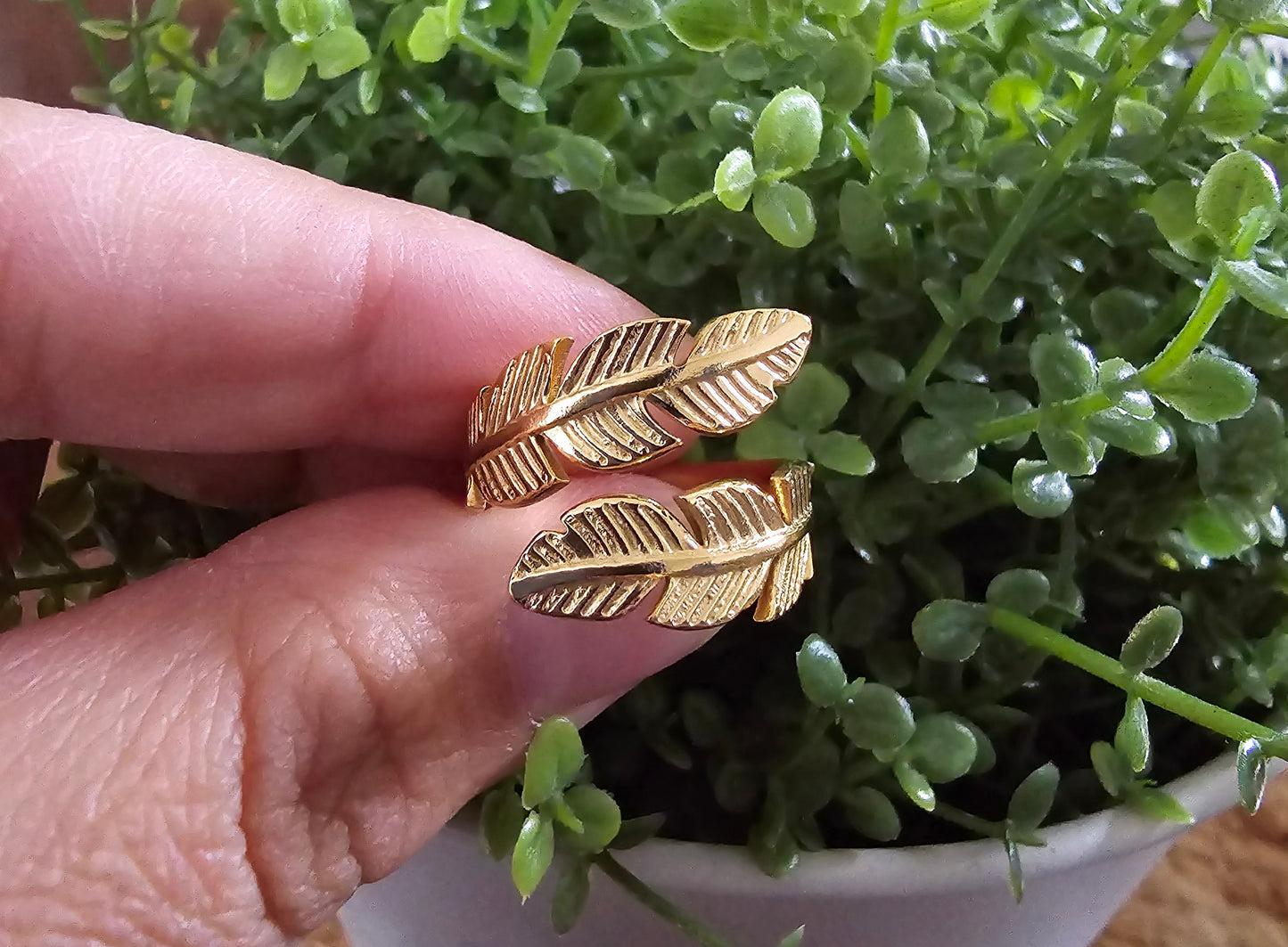 Bague Plume gold ajustable