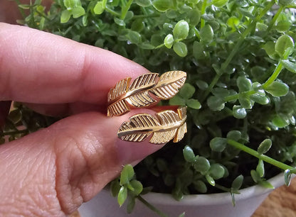 Bague Plume gold ajustable