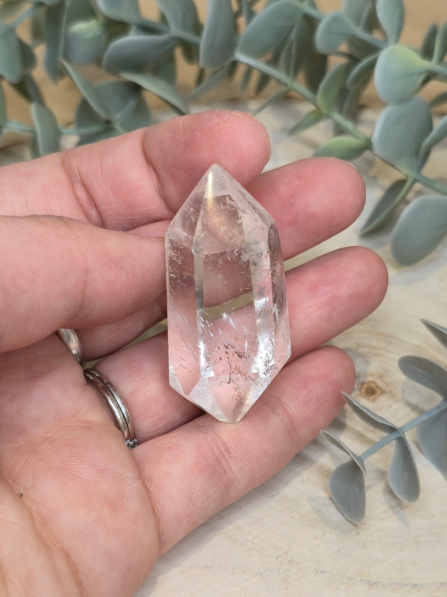 Pointe double en Quartz clair de Madagascar
