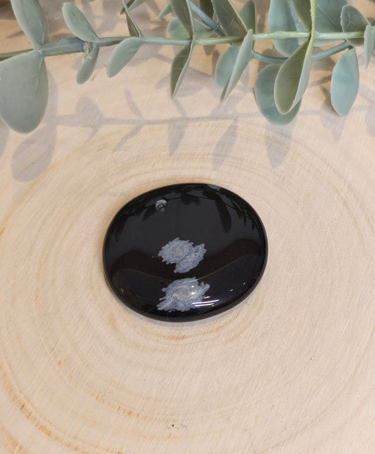 Pierre de paume mince Obsidienne snowflake
