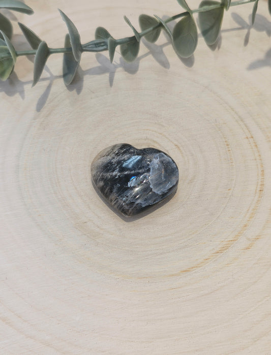 Coeur en Pierre de lune noire