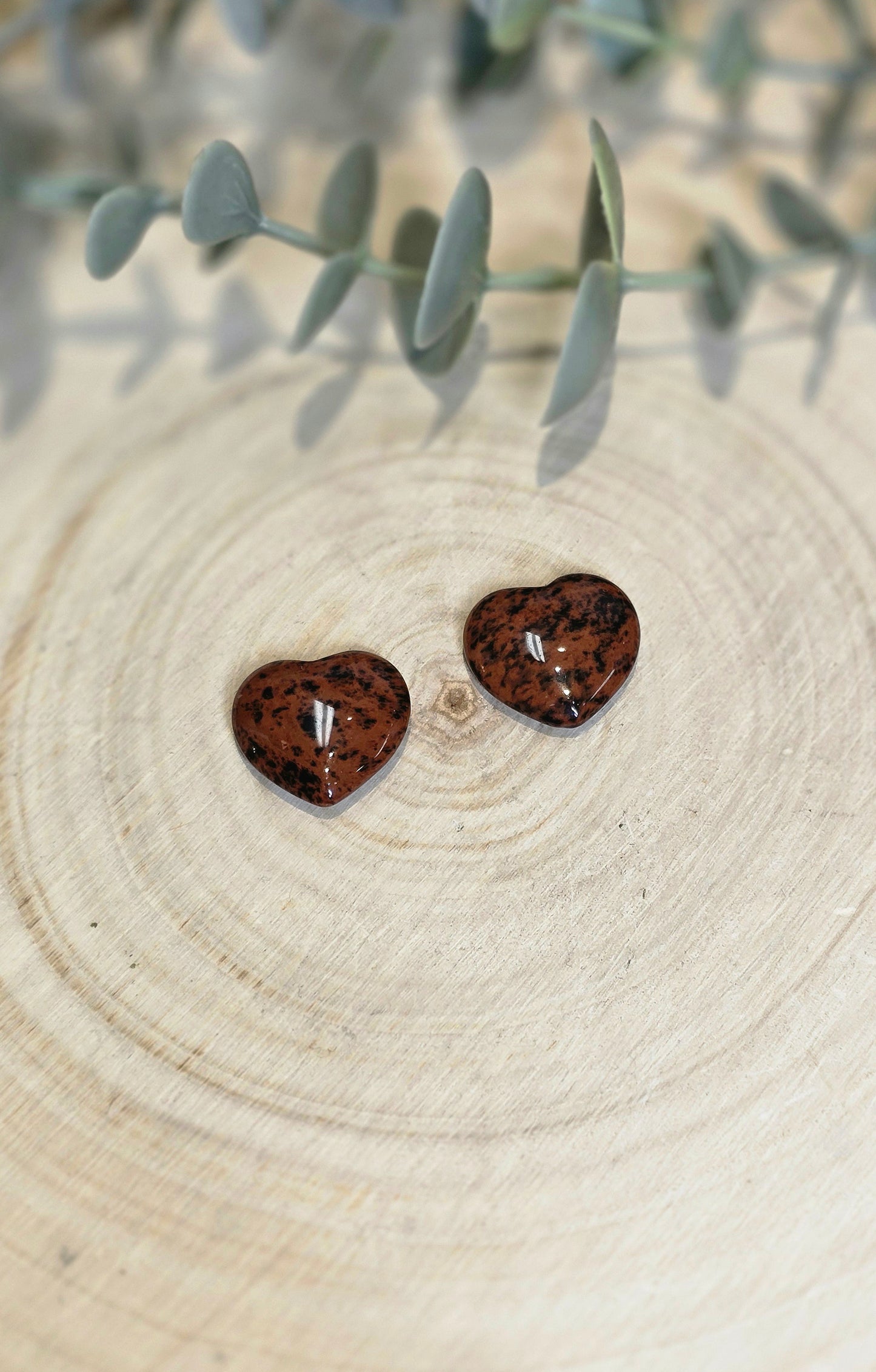 Coeur en Obsidienne acajou