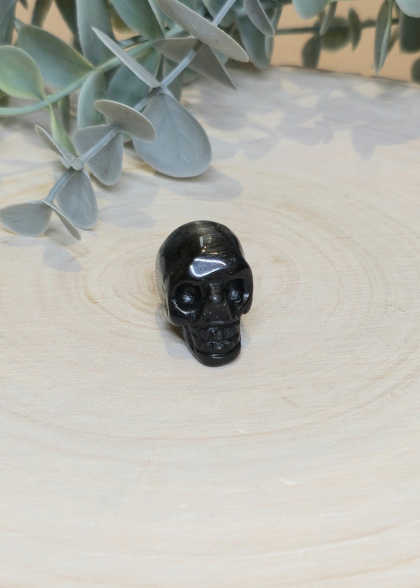 Mini Crâne en Obsidienne argentée