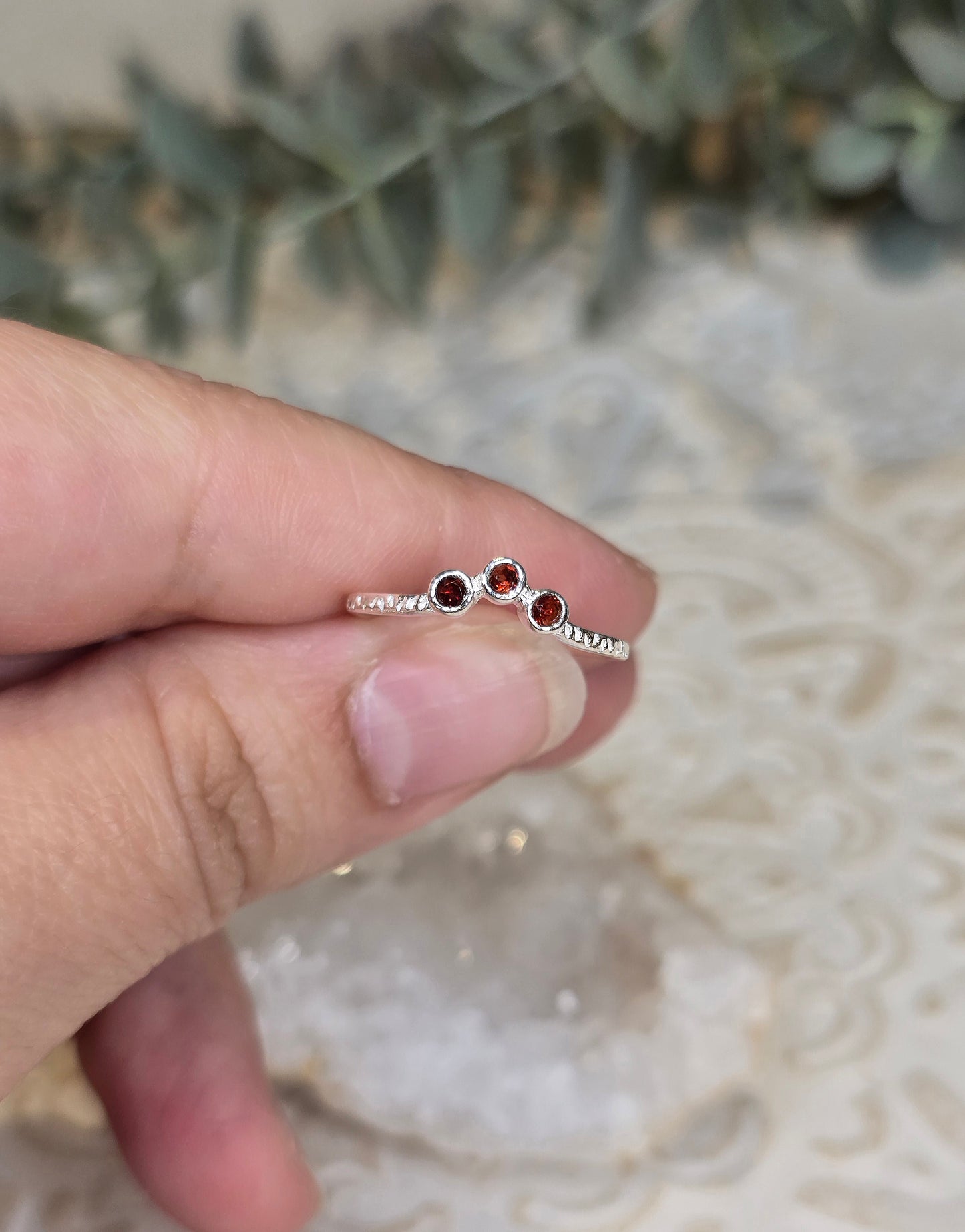 Bague triple Grenat