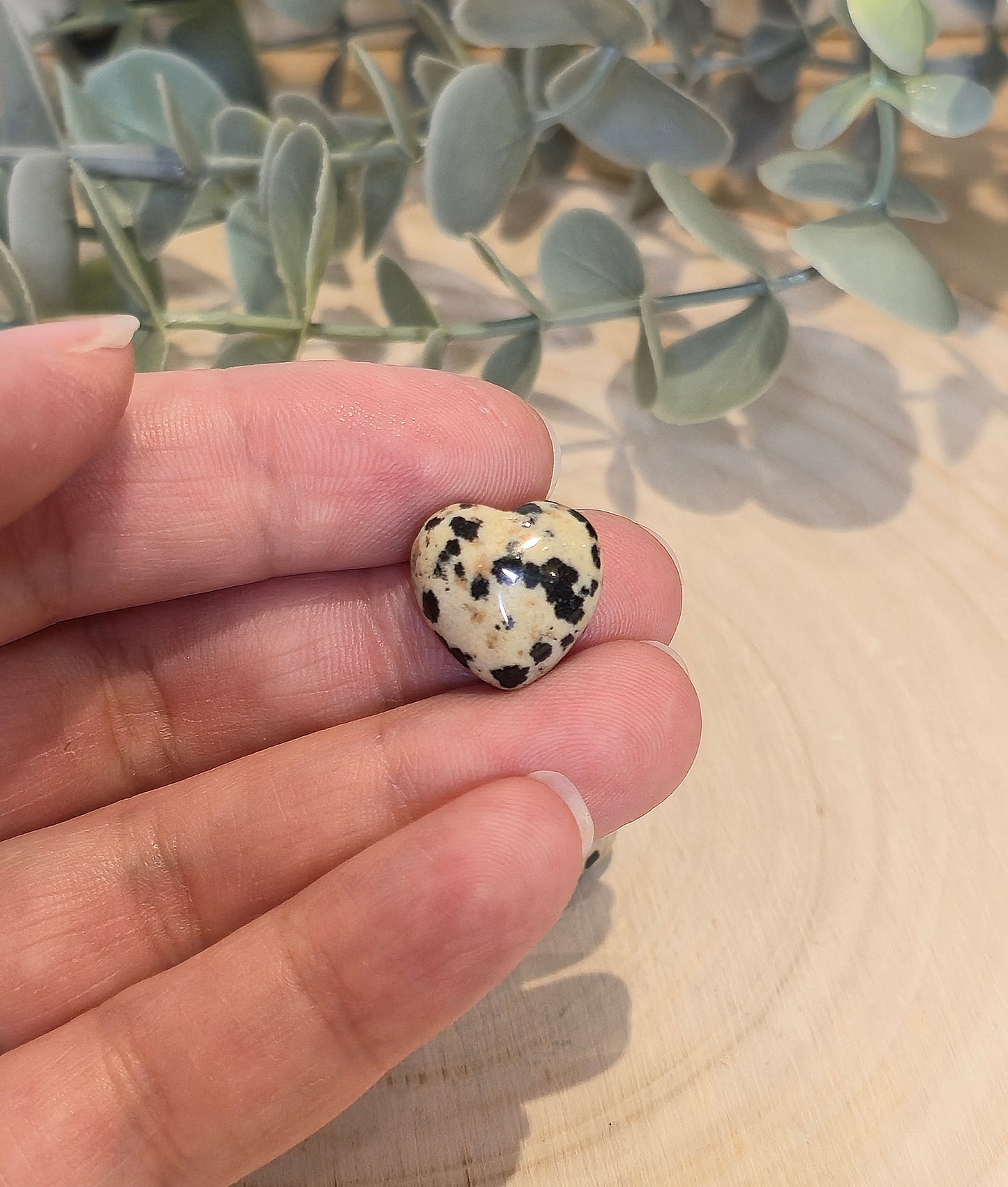 Mini Coeur en Jaspe Dalmatien