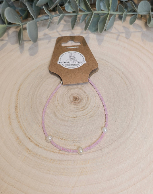 Bracelet avec pierres - Perle rose