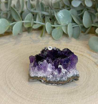 Bague Pierre de lune et Iolite losange et rond