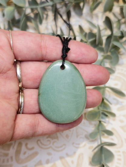 Collier goutte plate Aventurine verte