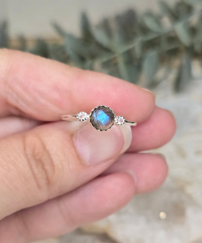 Bague Labradorite et Topaze blanche