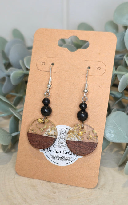 Boucles d’oreilles Rond bois et Shungite