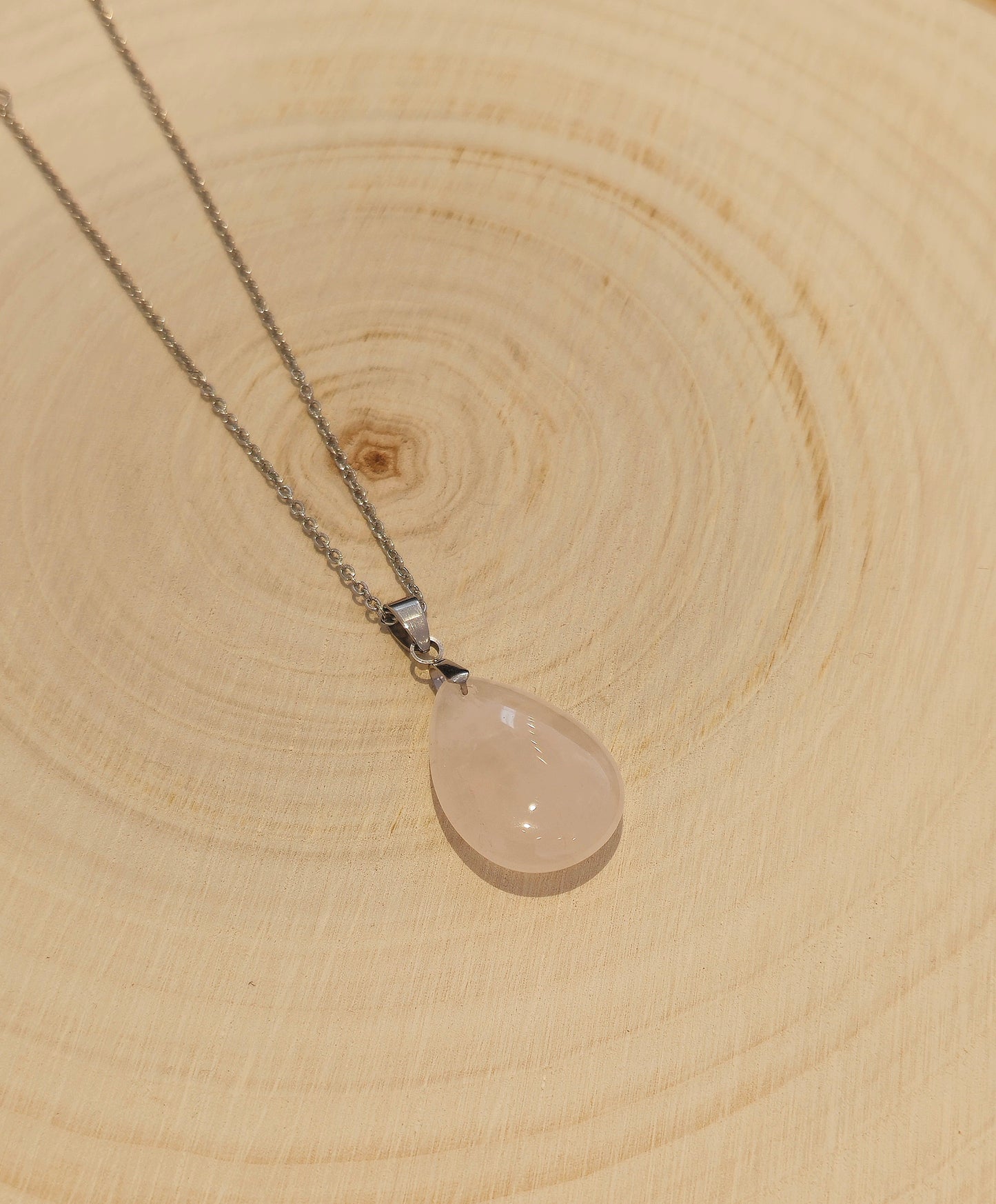 Collier goutte Quartz rose