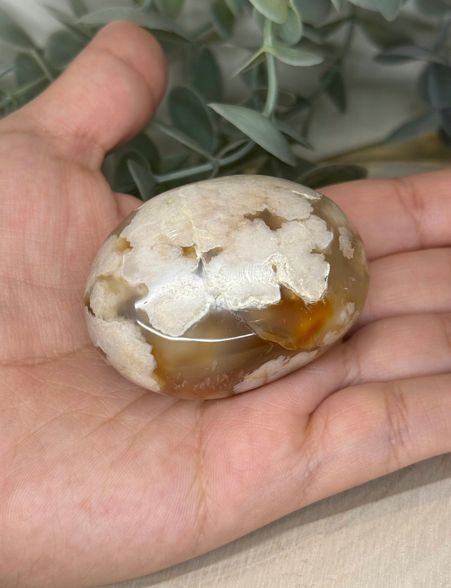 Pierre de paume en Agate fleur
