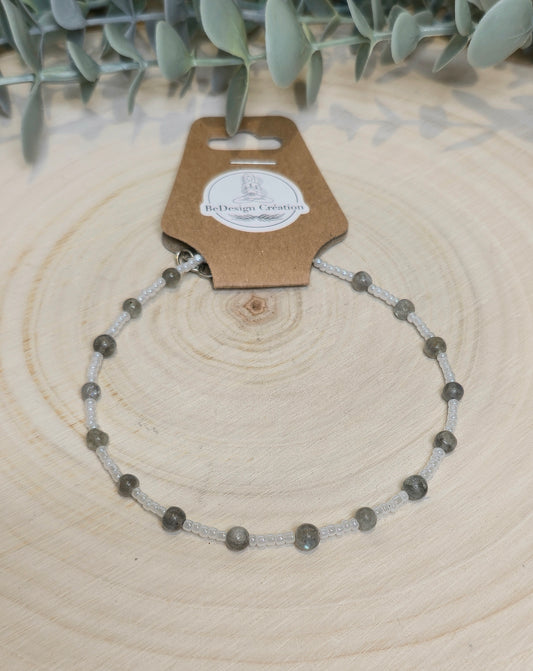 Bracelet cheville avec pierres - Labradorite