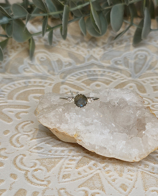 Bague Labradorite et Topaze blanche