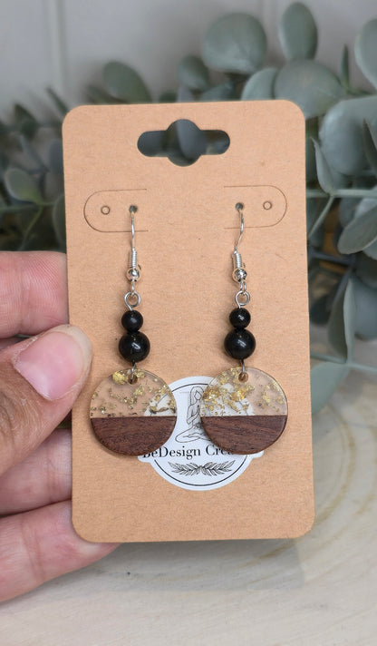 Boucles d’oreilles Rond bois et Shungite