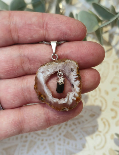 Collier Agate et Tourmaline