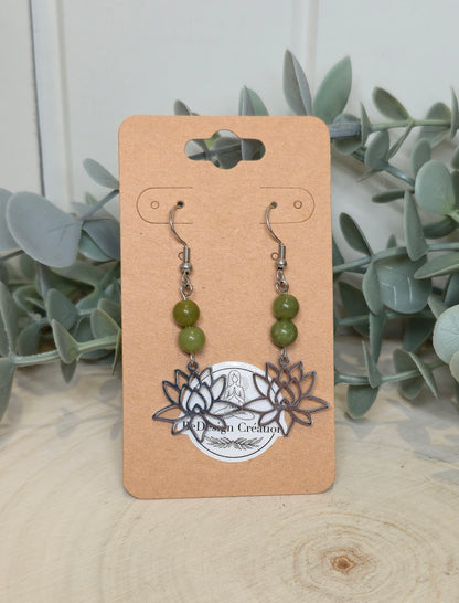 Boucles d’oreilles Lotus Jade Néphrite