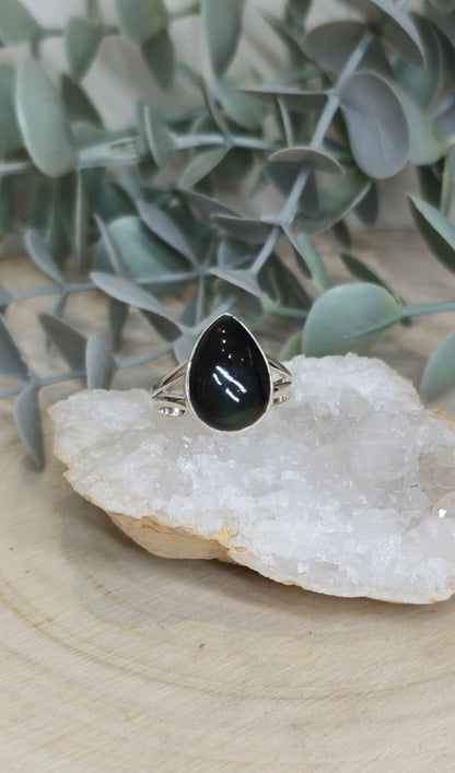 Bague Obsidienne arc-en-ciel