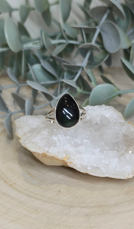 Bague Obsidienne arc-en-ciel