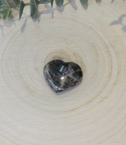 Coeur en Pierre de lune noire