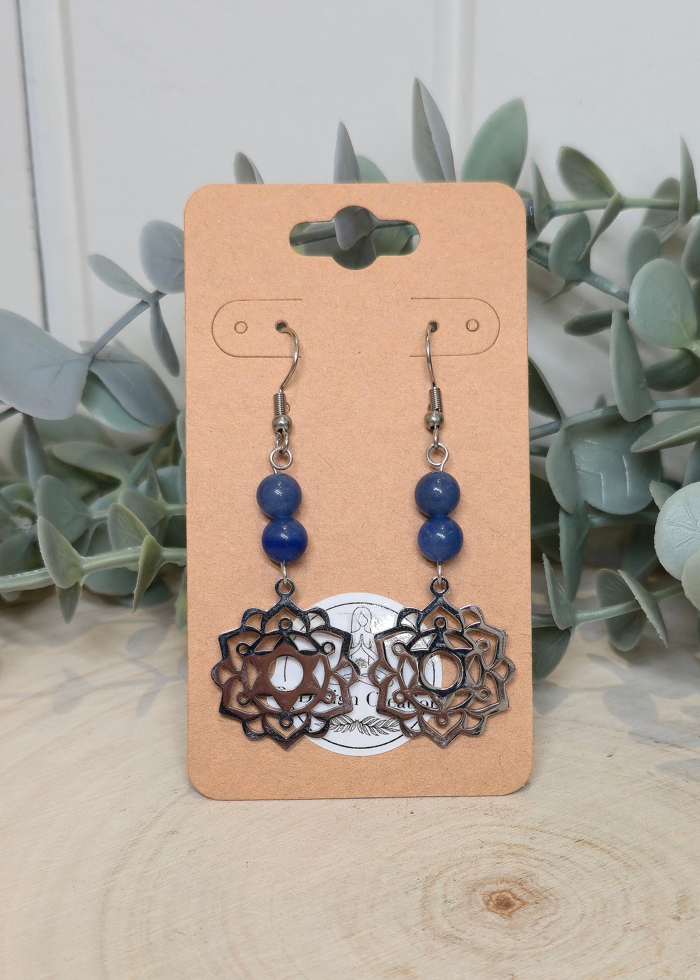 Boucles d’oreilles Mandala Aventurine bleue