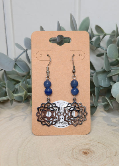 Boucles d’oreilles Mandala Aventurine bleue