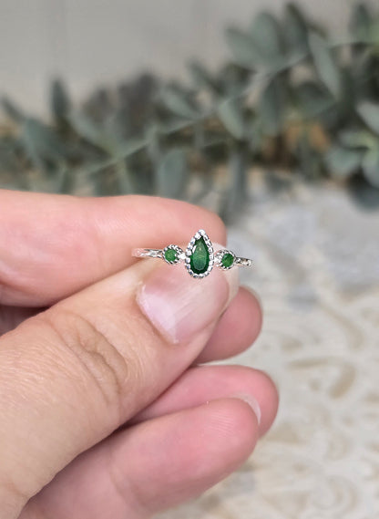 Bague triple Onyx verte