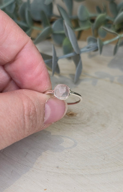 Bague carré Quartz rose